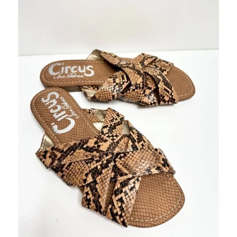 Circus‎ by Sam Edelman Snake Print Criss Cross Slides Sandals Size 6